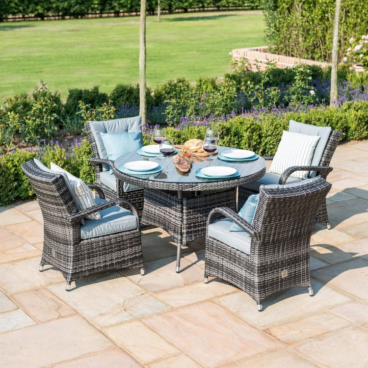 Rattan Garden Furniture Texas Grey 4 Seat Round Set | Oak Furniture House